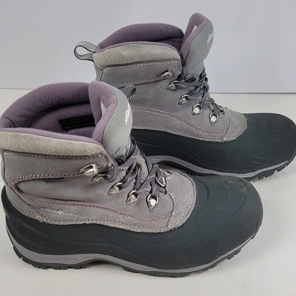 Eddie Bauer WeatherEdge Waterproof Insulated Hiking Boots Gray Purple 8.5